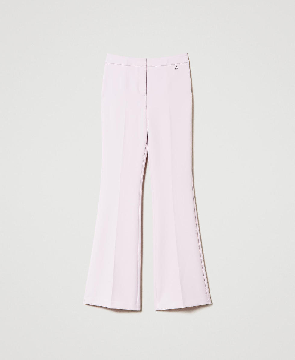 Flared cady cr&ecirc;pe trousers Pink Tulle Woman 242AP2045_11724_S0