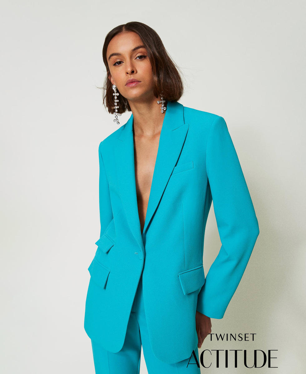 Blazer en cr&ecirc;pe cady Vert &laquo;&nbsp;Tropical Emerald&nbsp;&raquo; Femme 242AP2046_11722_01