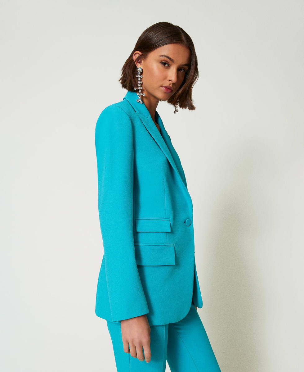Blazer en cr&ecirc;pe cady Vert &laquo;&nbsp;Tropical Emerald&nbsp;&raquo; Femme 242AP2046_11722_02