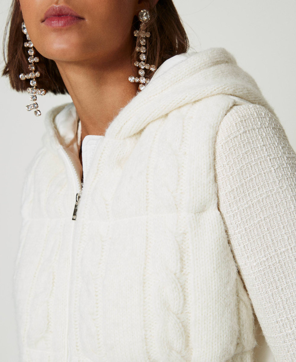 Gilet rembourr&eacute; avec torsades Cr&egrave;me White Femme 242AP2091_00733_04
