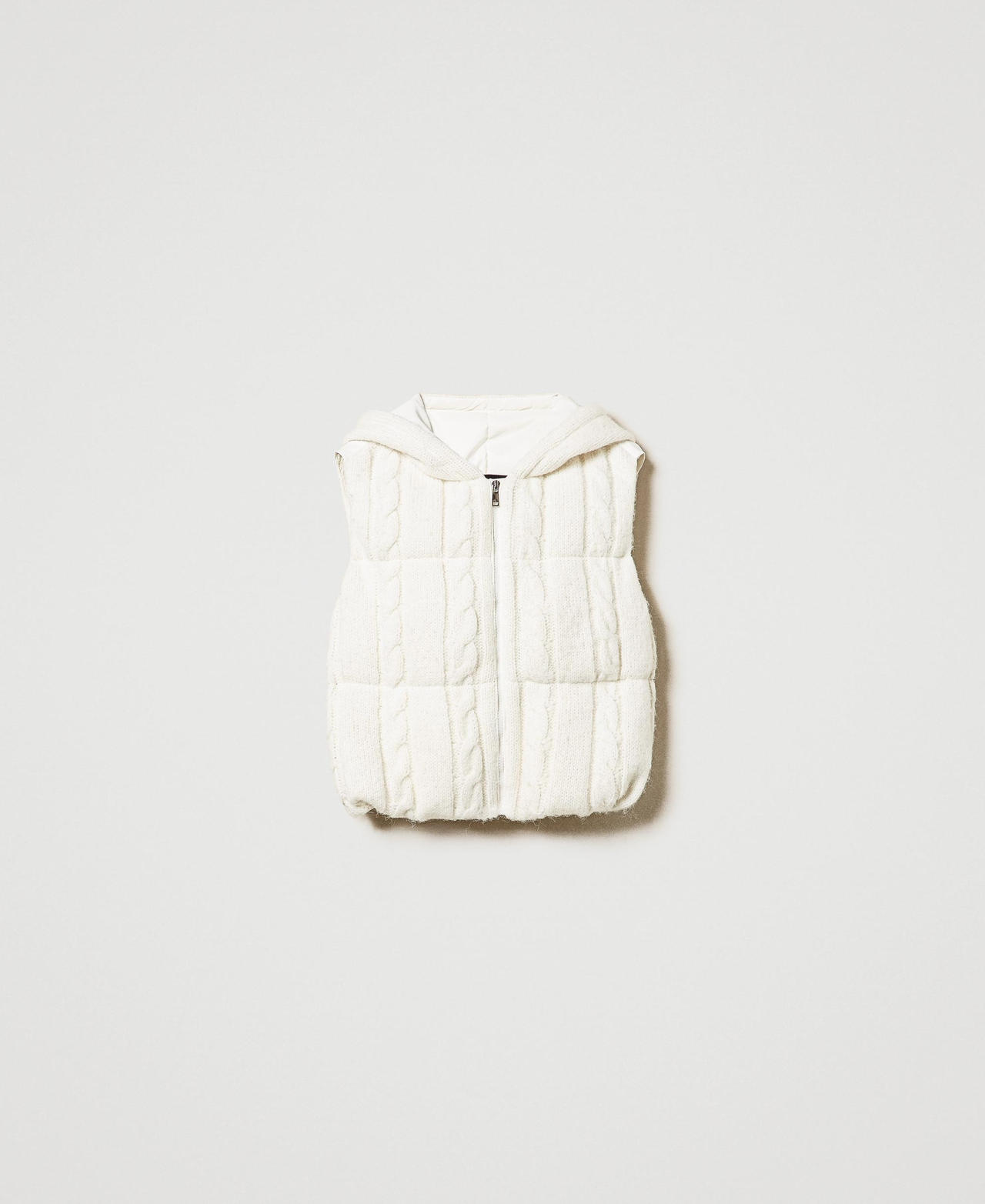 Padded gilet with cable knit pattern White Cream Woman 242AP2091_00733_0S