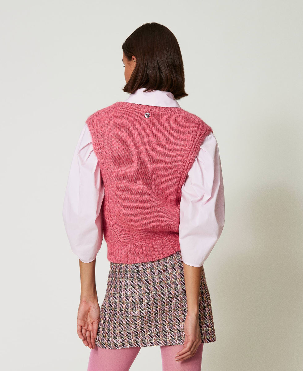 Boucl&eacute; and lurex miniskirt Pink Tulle Boucl&egrave; Woman 242AP2121_11799_03