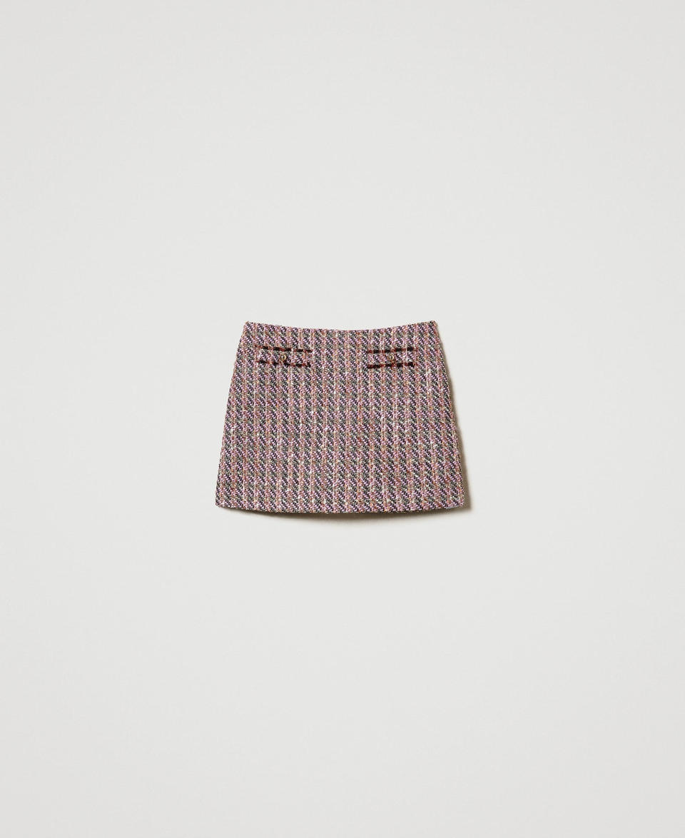 Bouclé and lurex miniskirt Pink Tulle Bouclè Woman 242AP2121_11799_S0