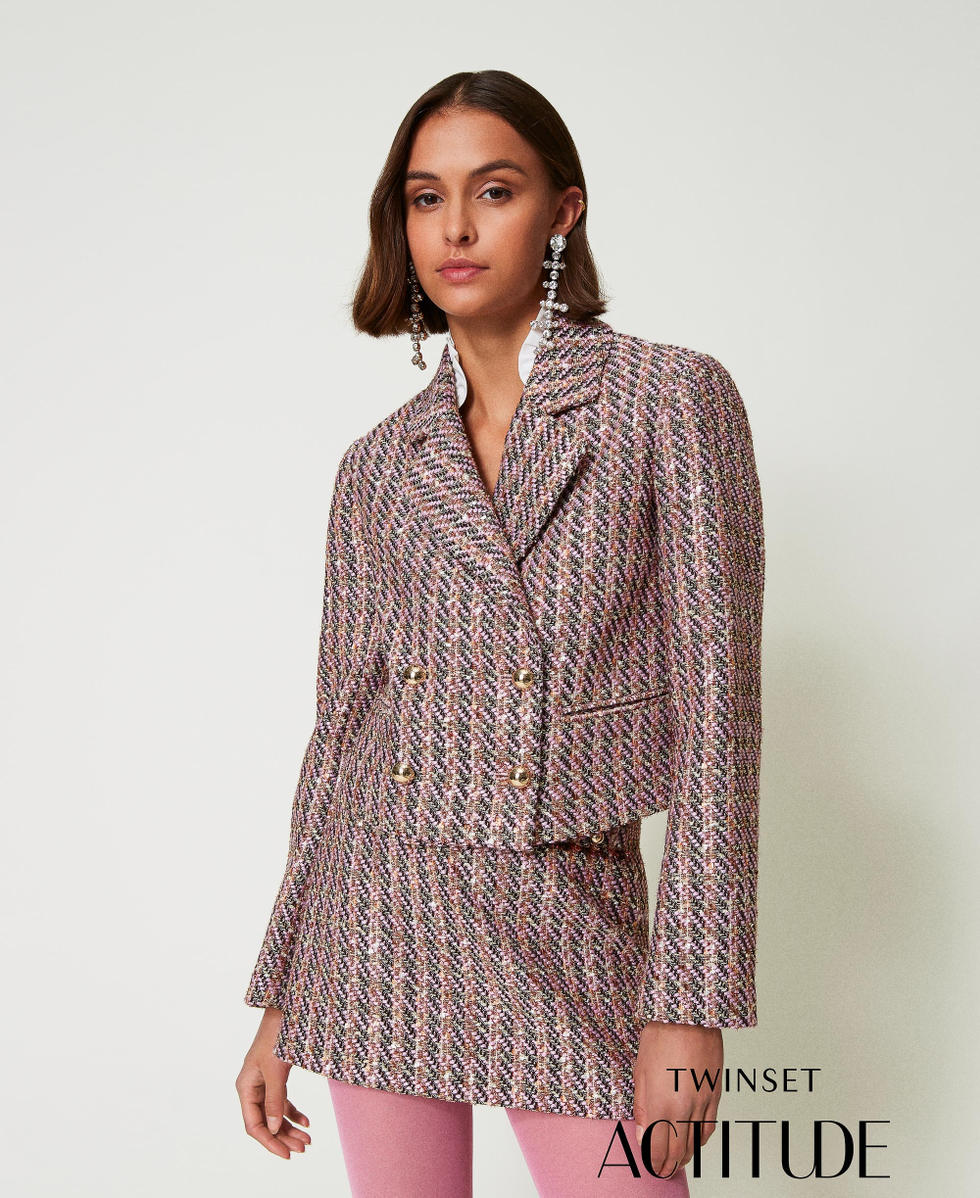 Boucl&eacute; and lurex blazer