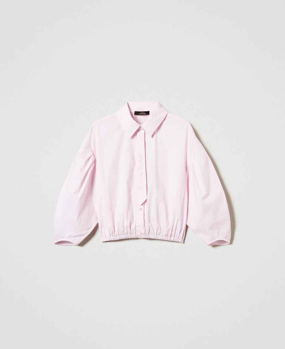 Boxy shirt with tie Pink Tulle Woman 242AP2131-0S