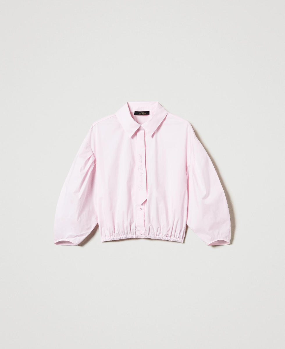 Boxy shirt with tie Pink Tulle Woman 242AP2131_11724_S0