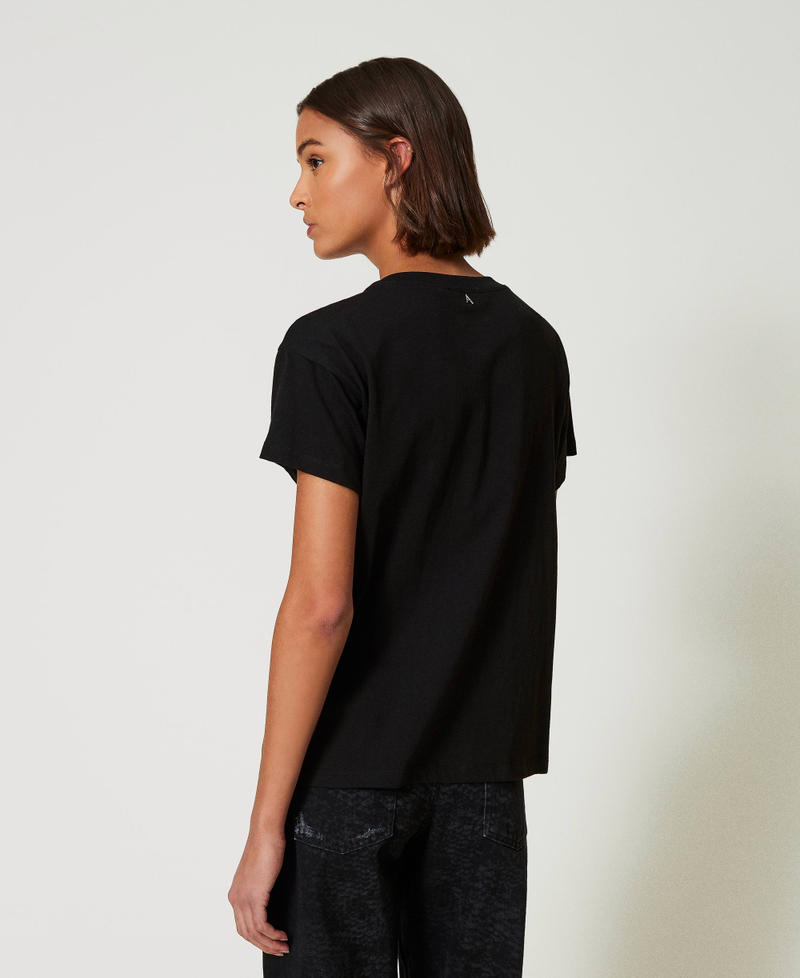 T-shirt avec broderies et perles Noir Femme 242AP2141_00006_04