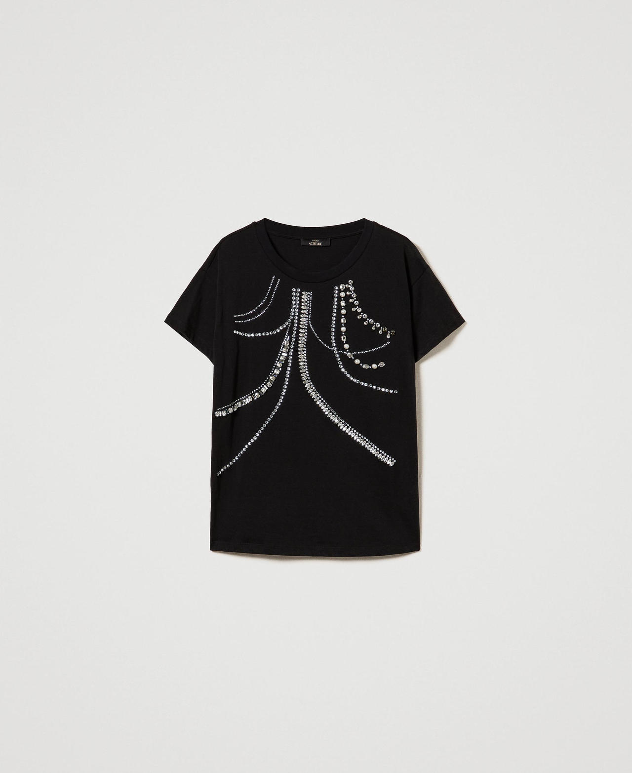 Scee by twin set T-shirt con ricami e perle