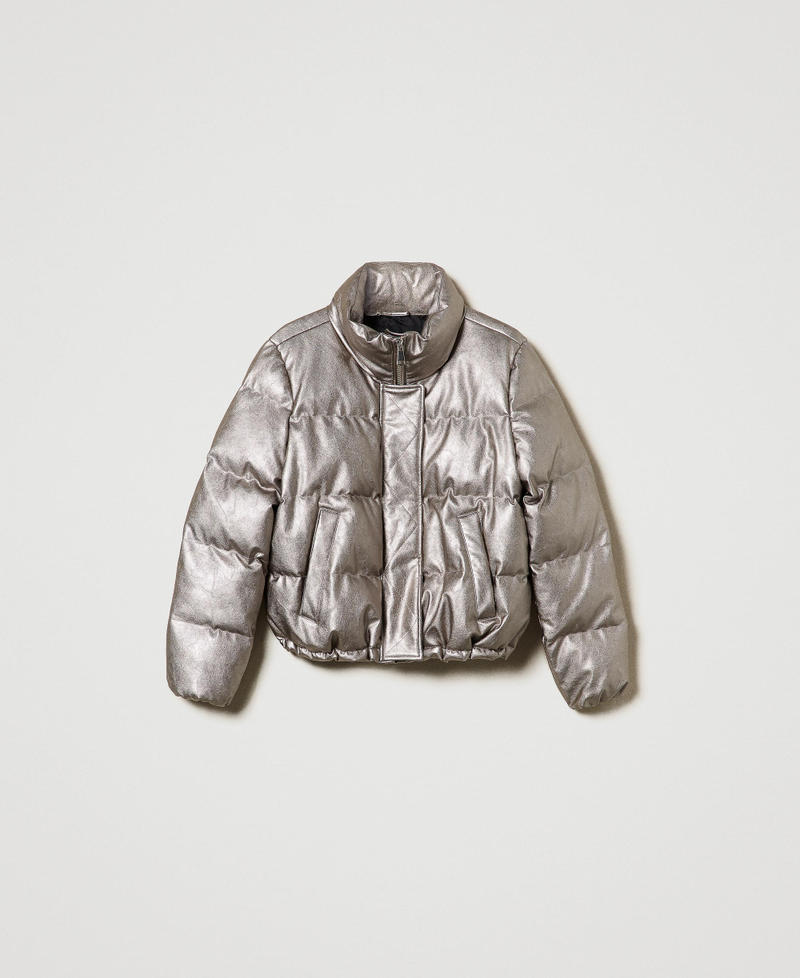 Metallic puffer jacket women's hotsell