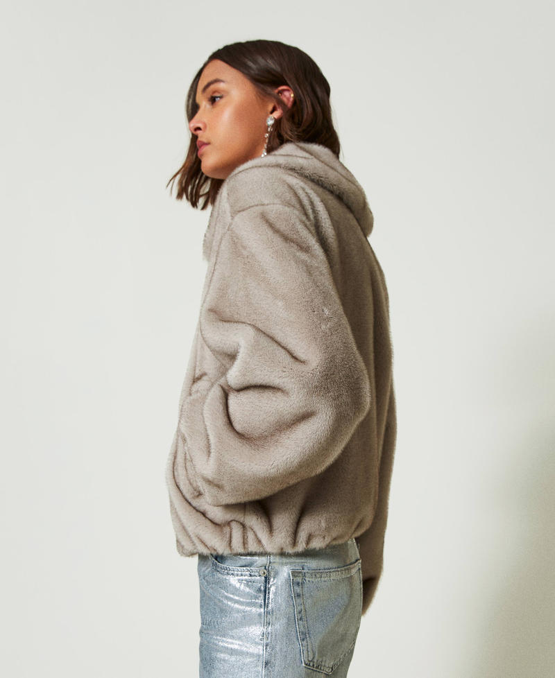 Cropped faux fur jacket Fume Grey Woman 242AP2190-02