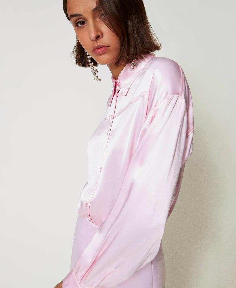 Hammered satin shirt Pink Tulle Woman 242AP2213-02