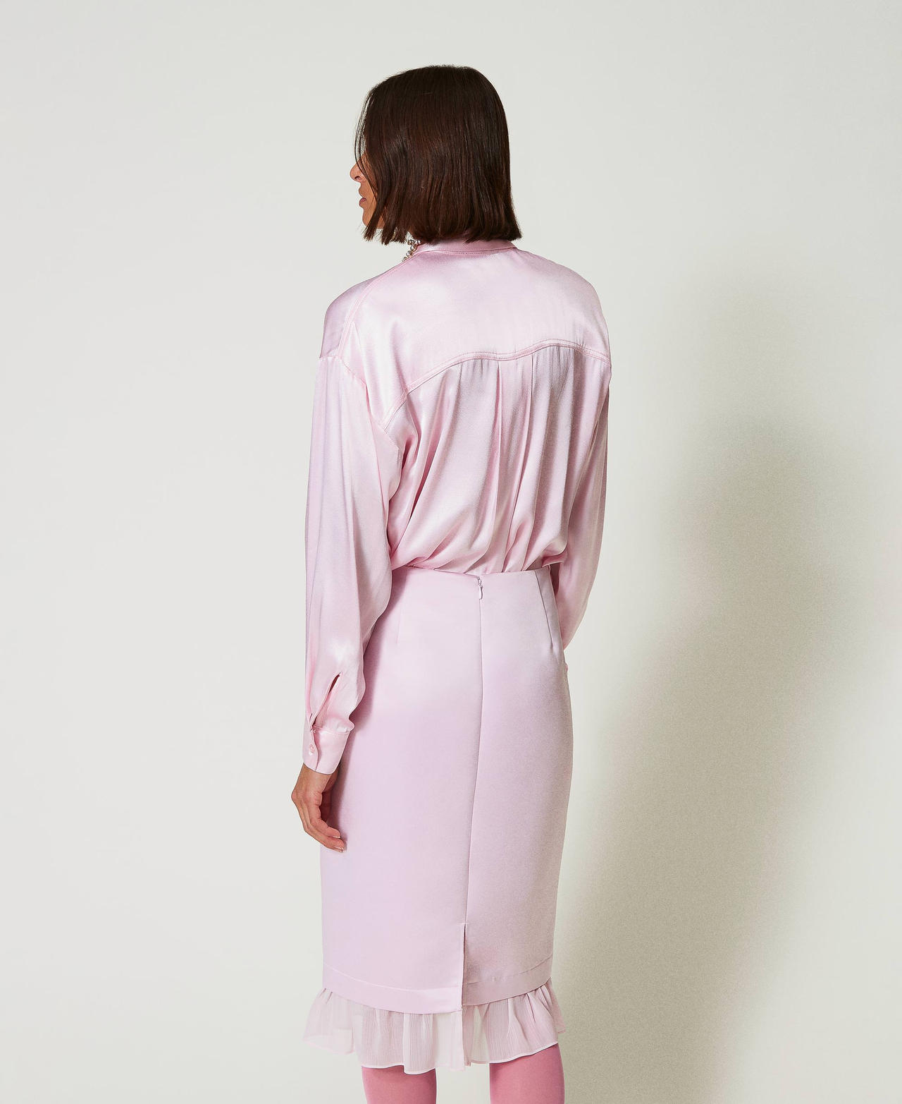 Camicia in raso martellato Rosa "Pink Tulle" Donna 242AP2213_11724_03