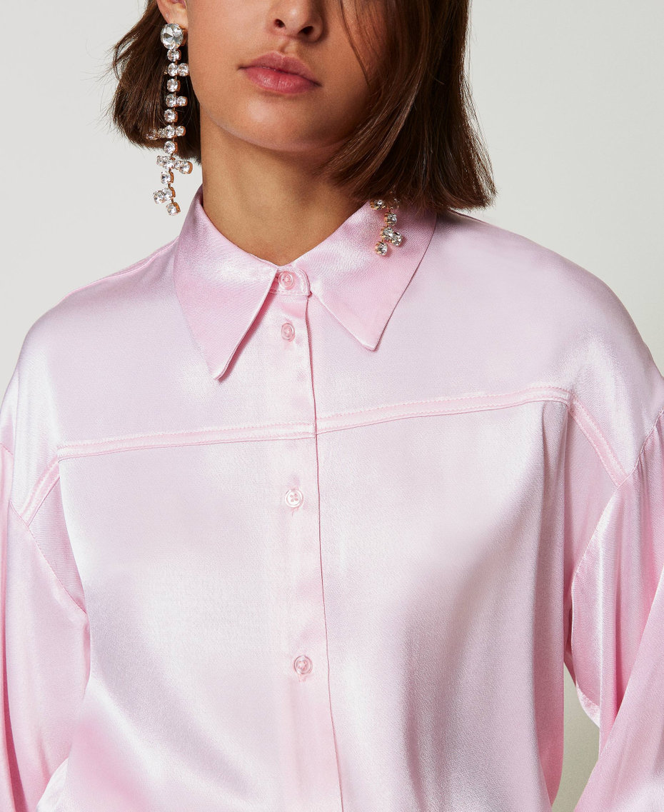Camicia in raso martellato Rosa "Pink Tulle" Donna 242AP2213_11724_04
