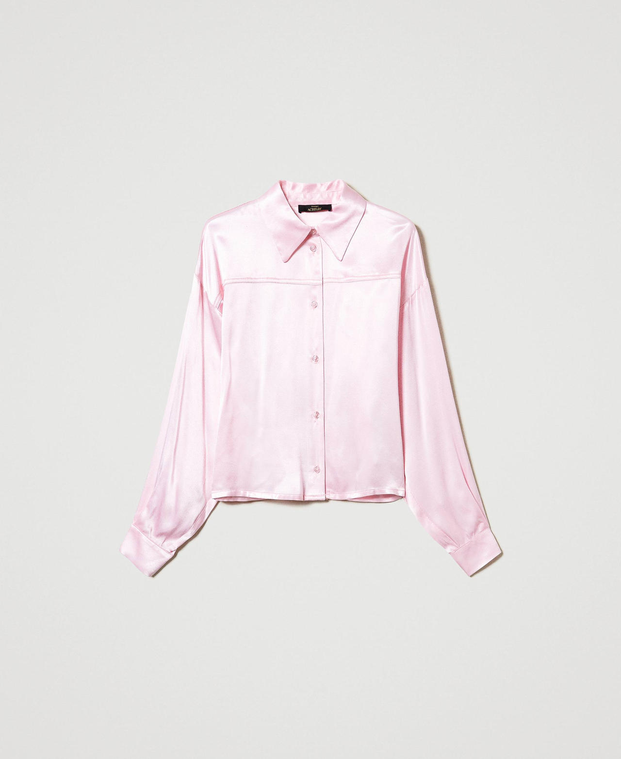 Hammered satin shirt Pink Tulle Woman 242AP2213_11724_0S