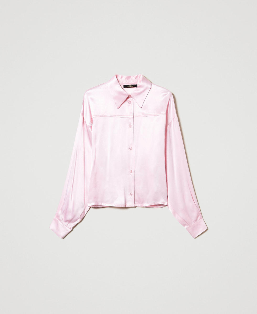 Camicia in raso martellato Rosa "Pink Tulle" Donna 242AP2213_11724_S0