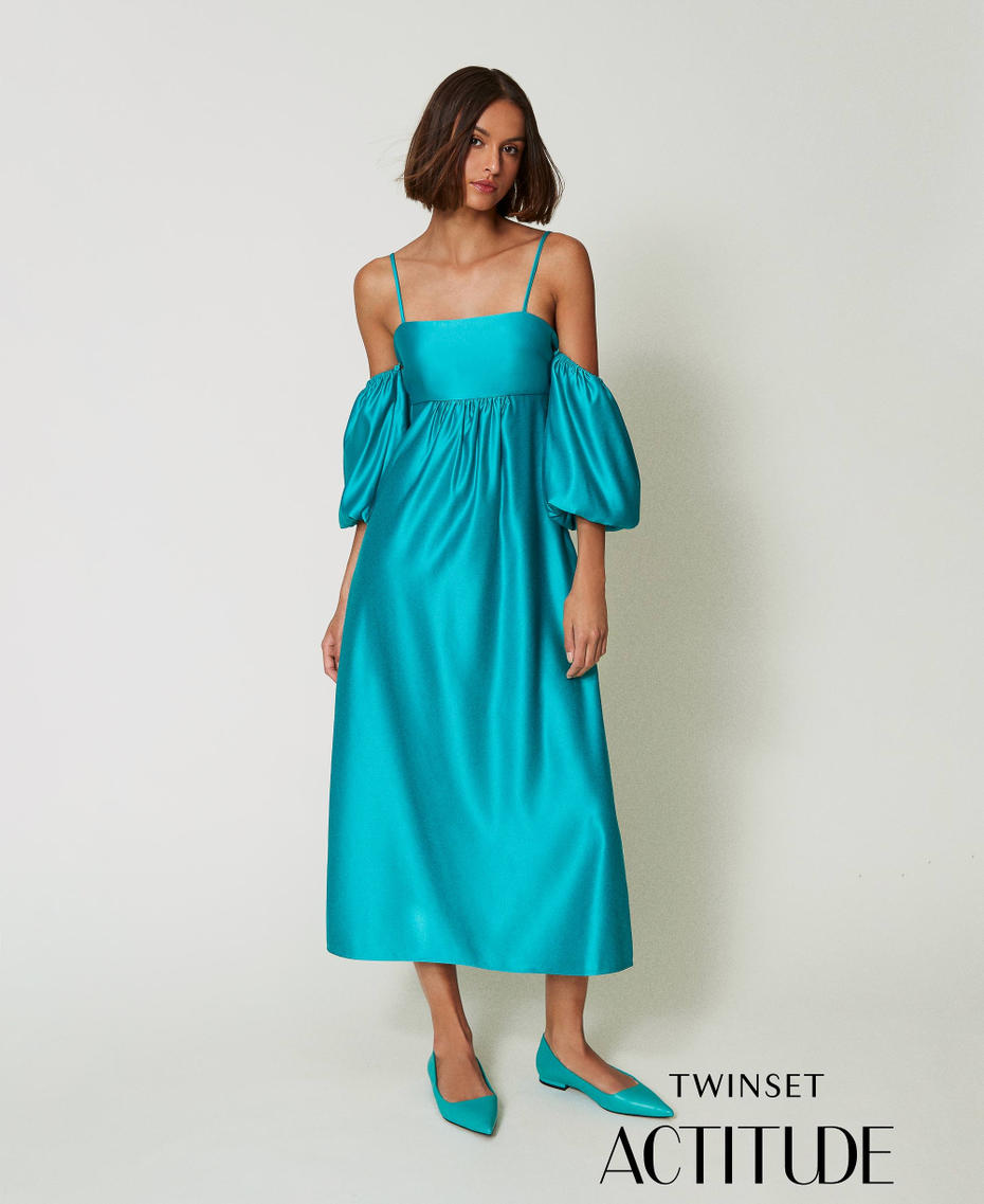 Abito lungo in duchesse Verde "Tropical Emerald" Donna 242AP2243_11722_01
