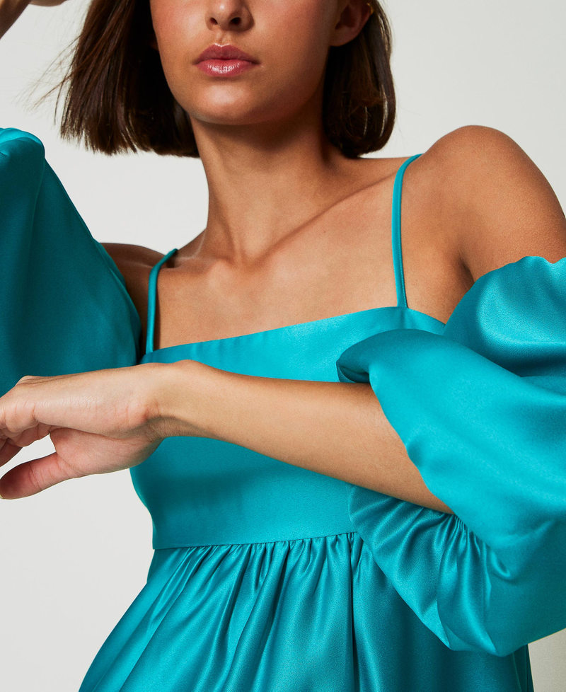 Abito lungo in duchesse Verde "Tropical Emerald" Donna 242AP2243_11722_04