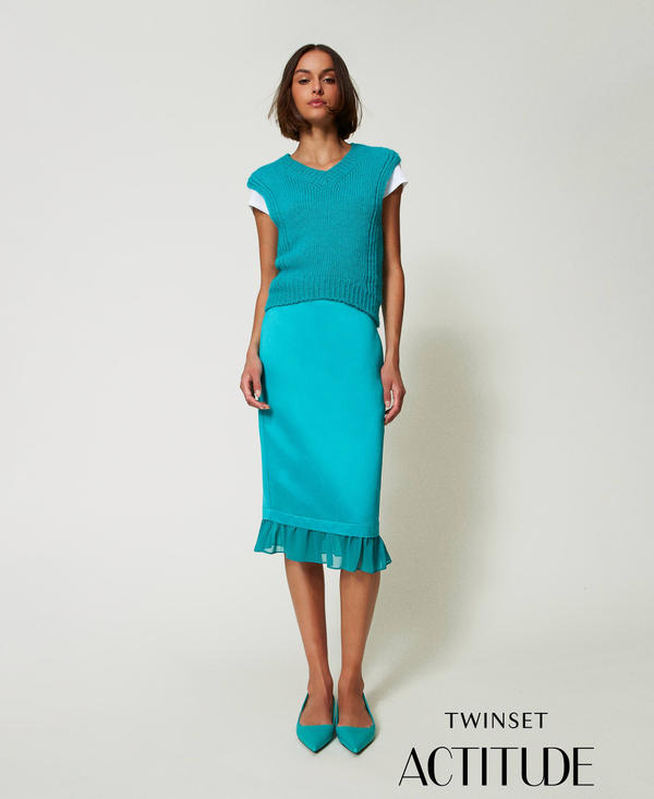 Jupe mi-longue en satin duchesse