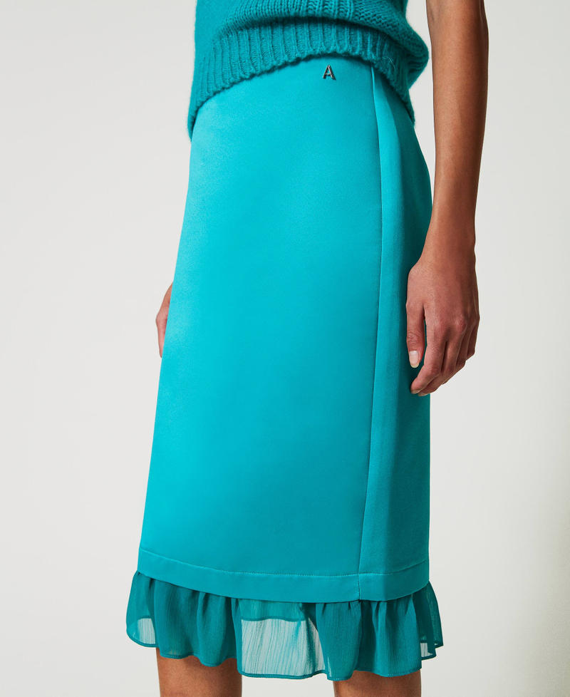 Jupe mi-longue en satin duchesse Vert « Tropical Emerald » Femme 242AP2244_11722_04