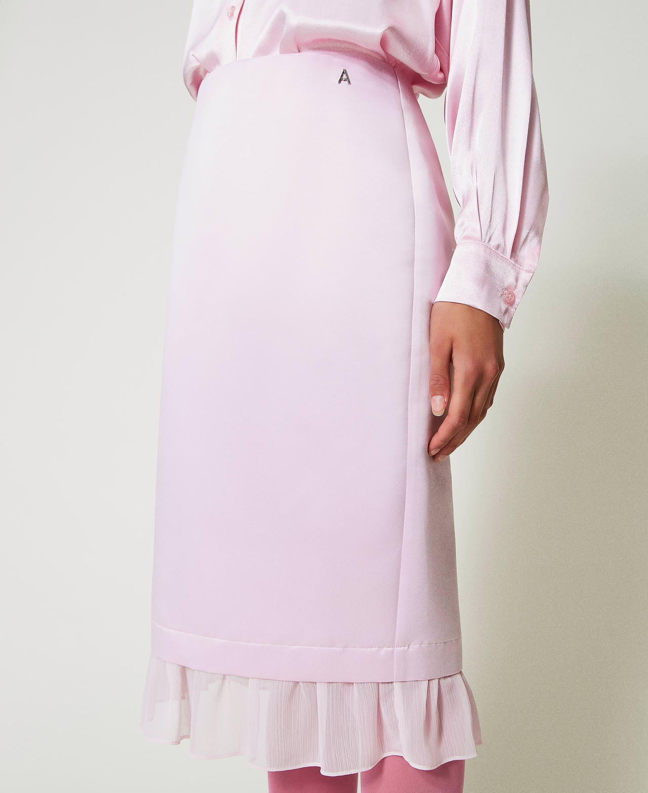 Midi duchesse skirt Pink Tulle Woman 242AP2244_11724_02