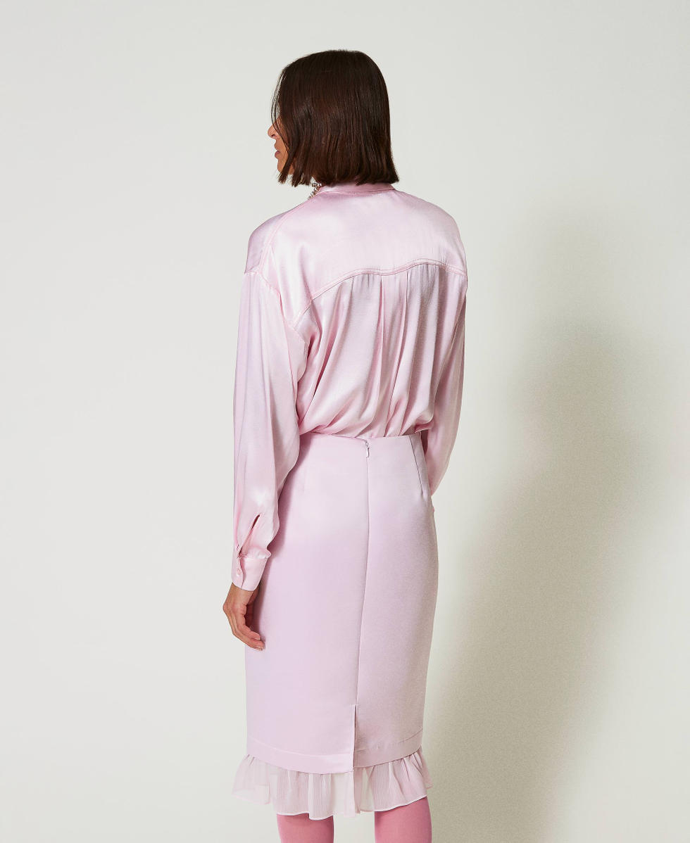 Midi duchesse skirt Pink Tulle Woman 242AP2244_11724_03