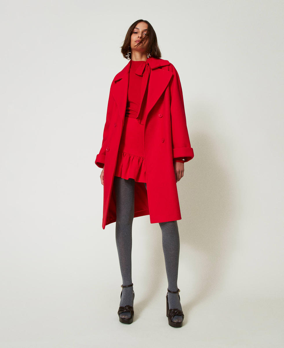 Mini-jupe avec volant Fiery Red Femme 242AP2262_11720_T0