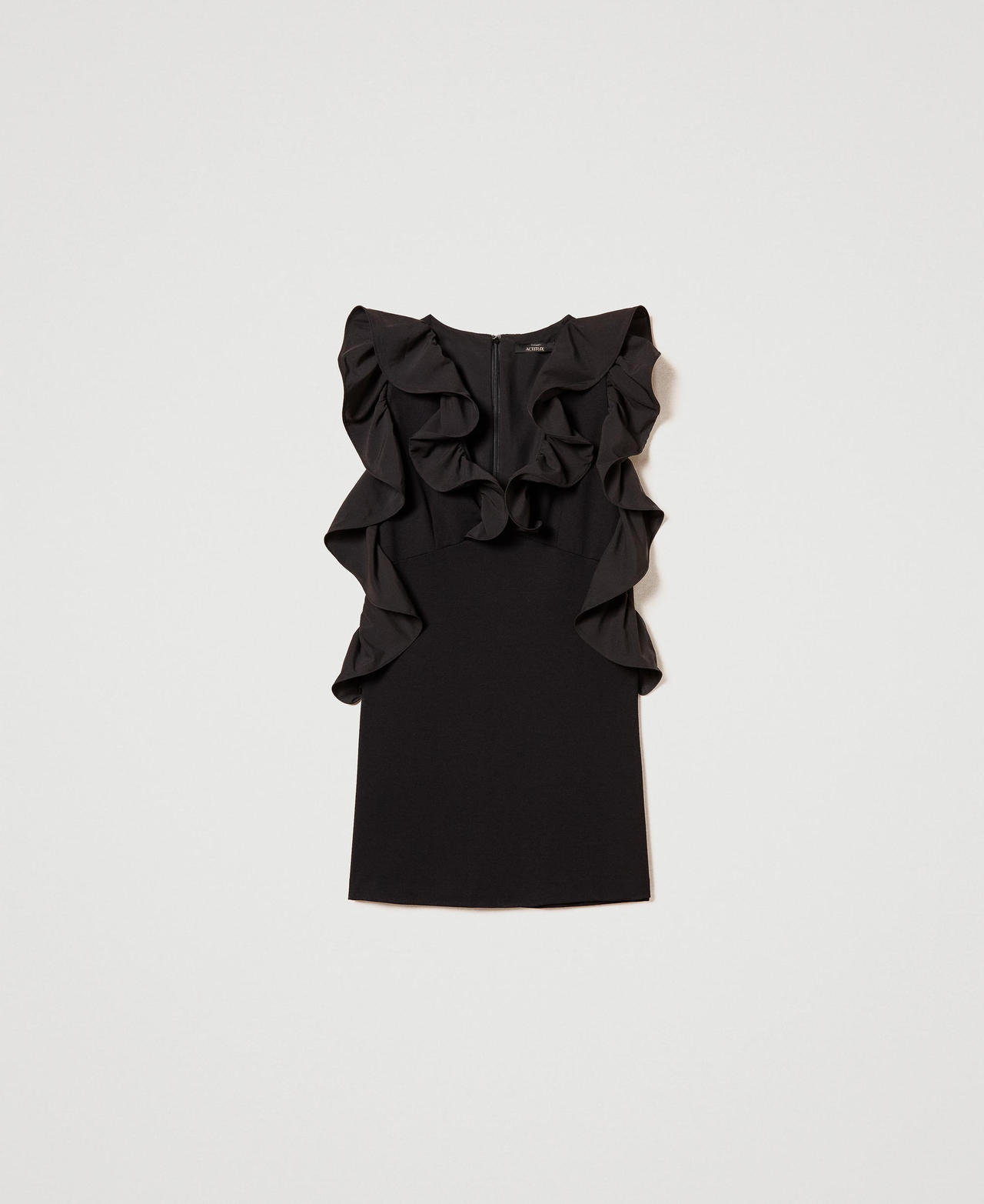 Short dress with georgette ruffles Black Woman 242AP2264_00006_0S