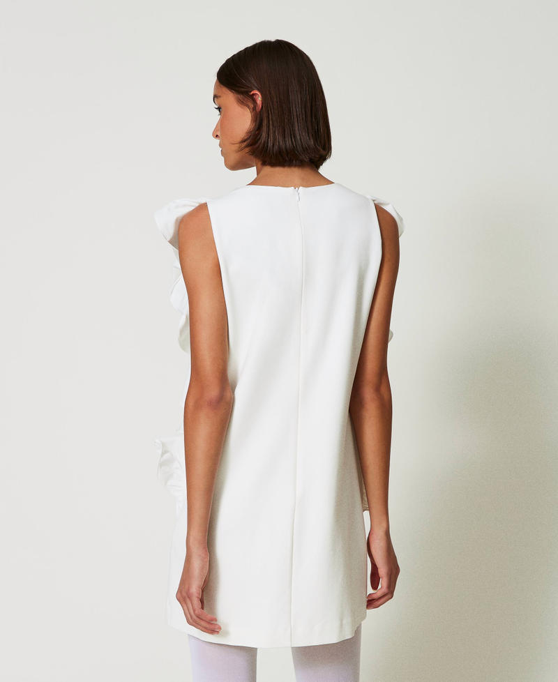 Robe courte avec volants en crêpe georgette Crème White Femme 242AP2264_00733_03