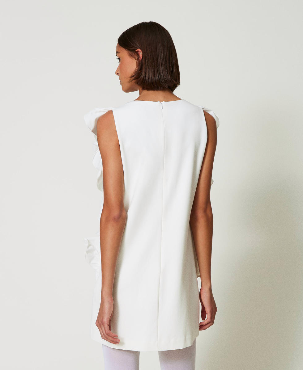Short dress with georgette ruffles Woman, White | TWINSET Milano