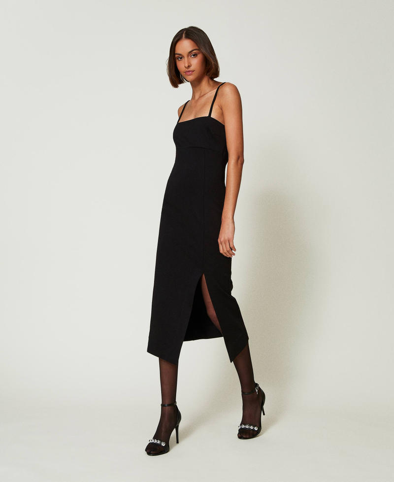 Midi dress with slit Black Woman 242AP2266_00006_03