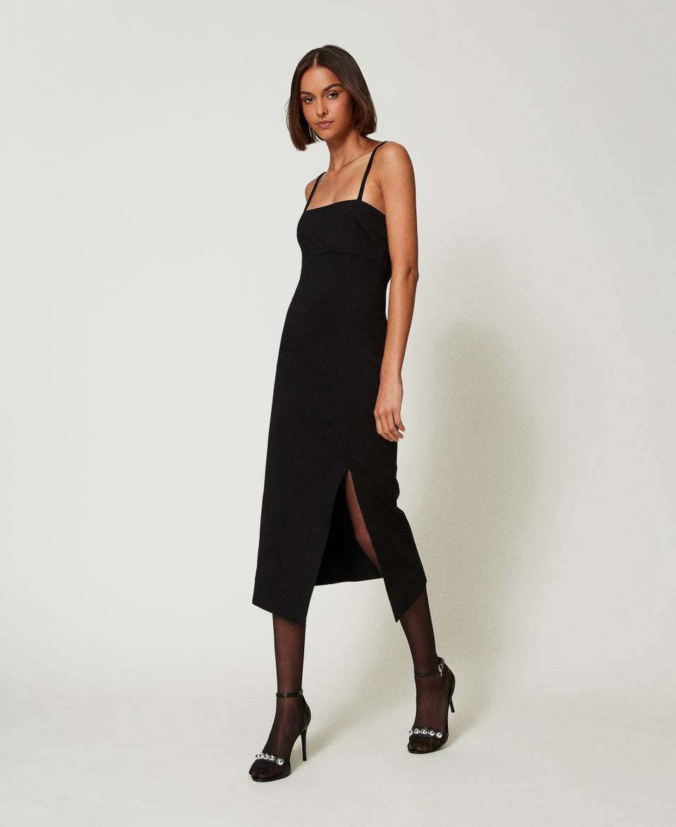 Abito longuette con spacco Donna Nero TWINSET Milano