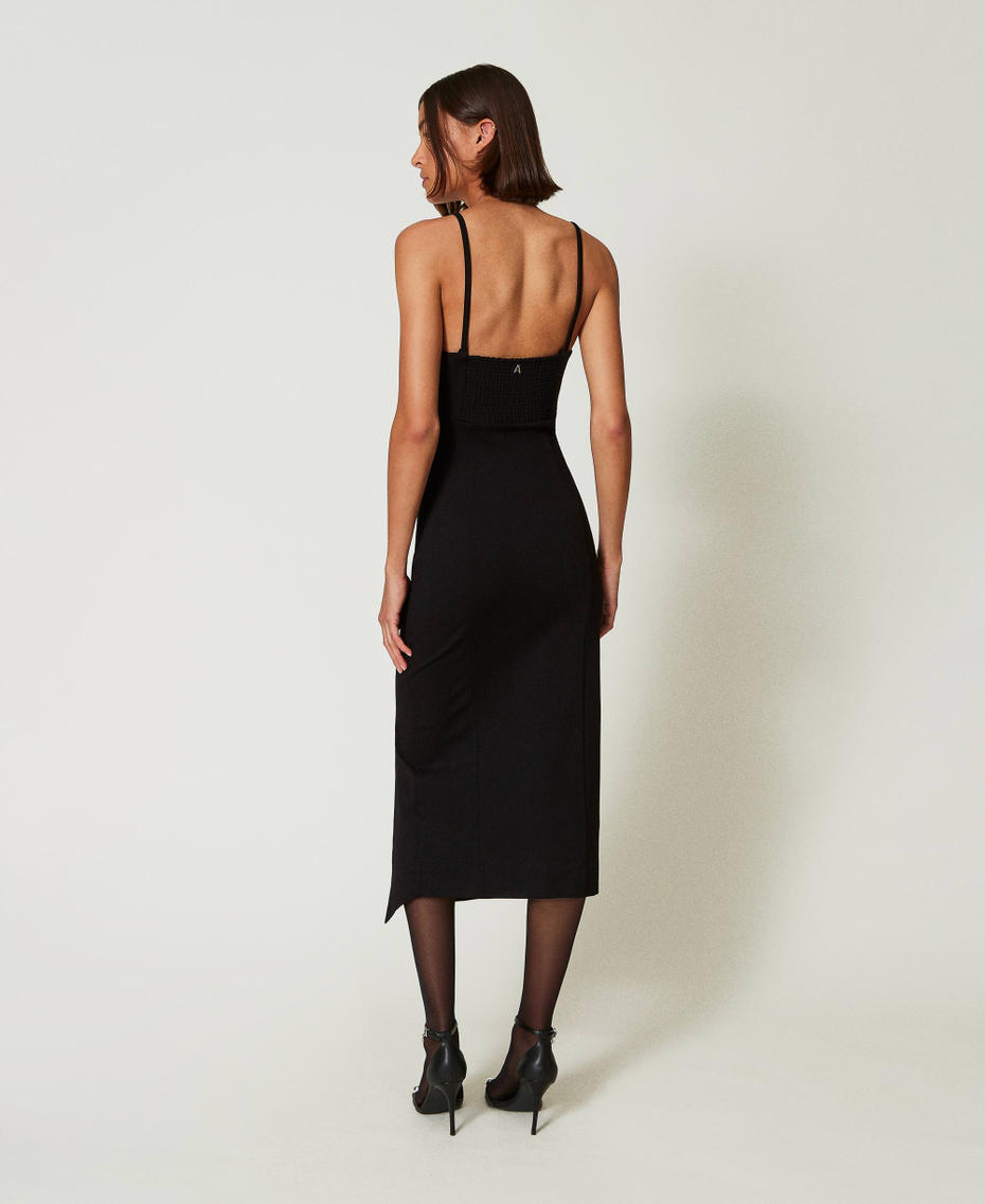 Midi dress with slit Black Woman 242AP2266_00006_04