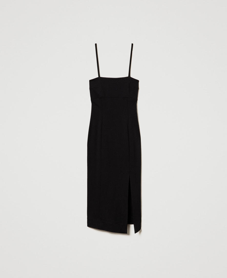 Midi dress with slit Black Woman 242AP2266_00006_S0