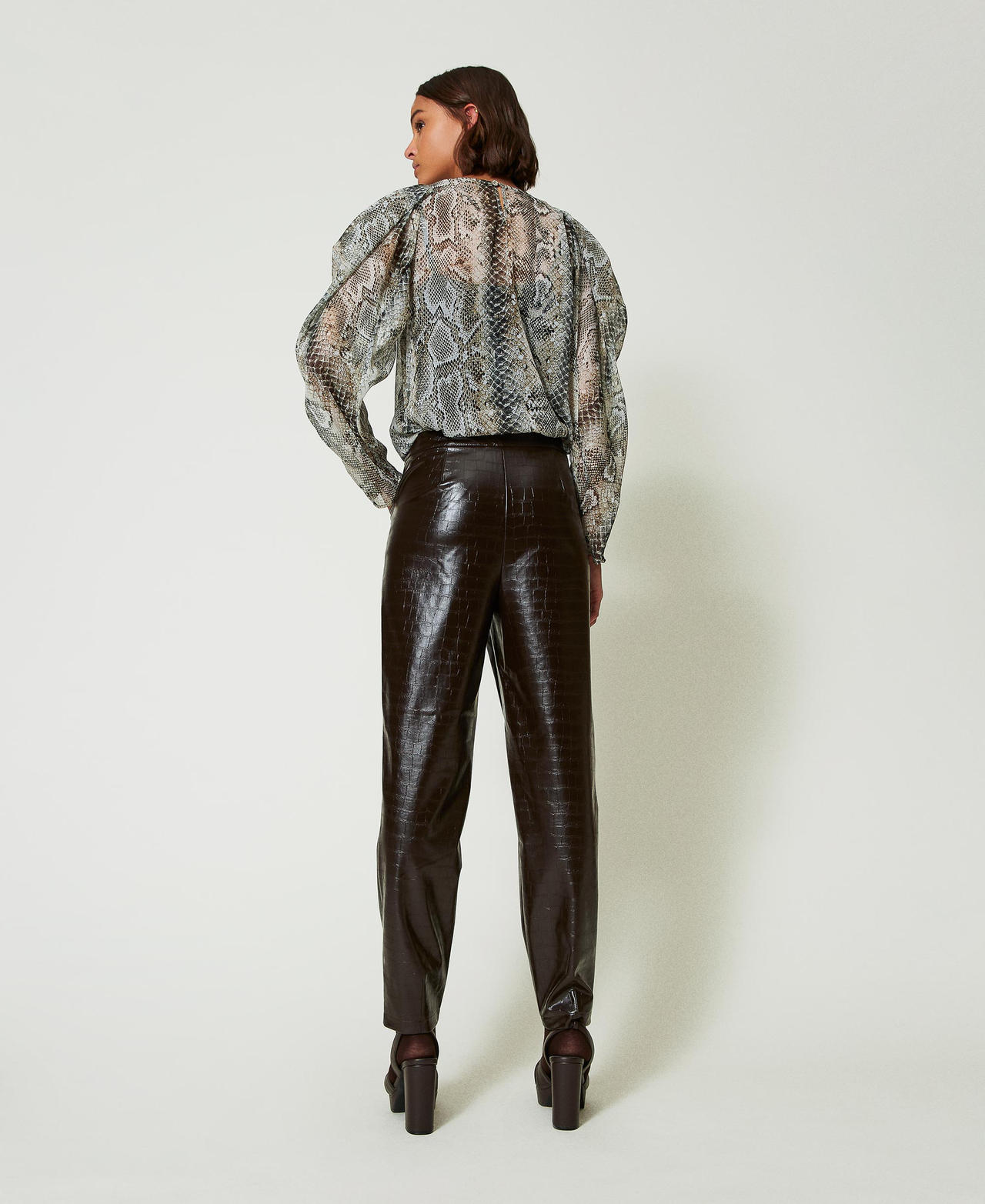 Animal print barrel fit trousers Molè Brown Woman 242AP2271_11723_03
