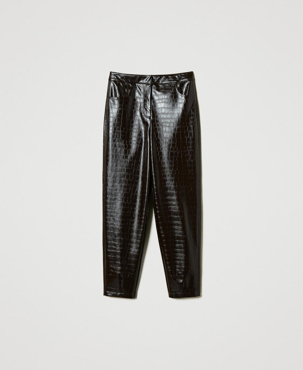 Animal print barrel fit trousers Woman Brown TWINSET Milano