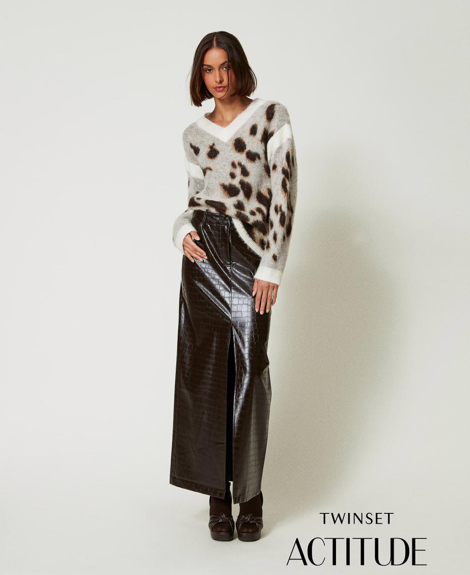 Maxirock mit Animalprint &bdquo;Mol&eacute;&ldquo;-Braun Frau 242AP2272_11723_01