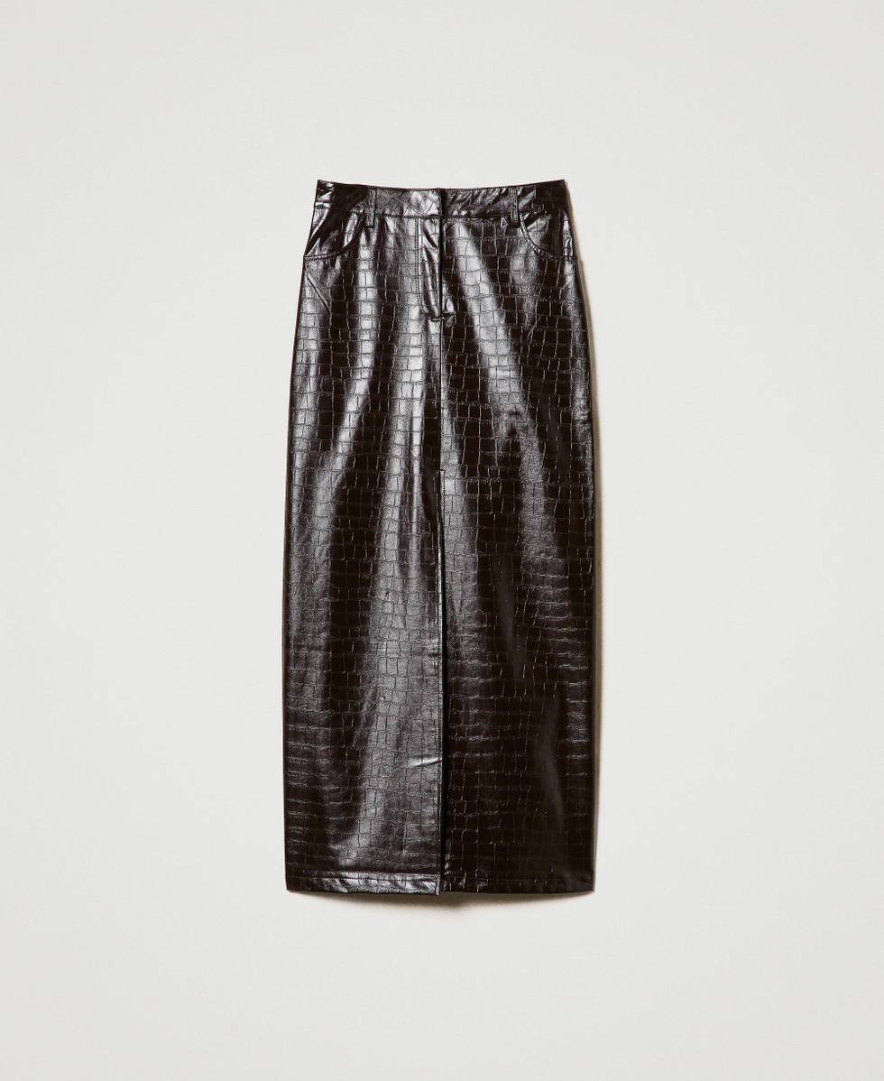 Embossed leather midi skirt store
