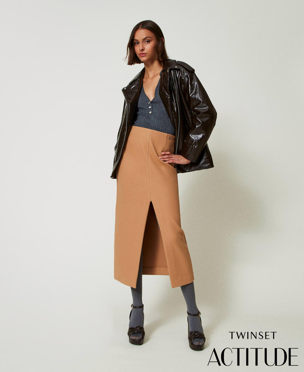 Blouson perfecto avec imprim&eacute; animalier Marron &laquo;&nbsp;Mol&egrave;&nbsp;&raquo; Femme 242AP2273_11723_T0