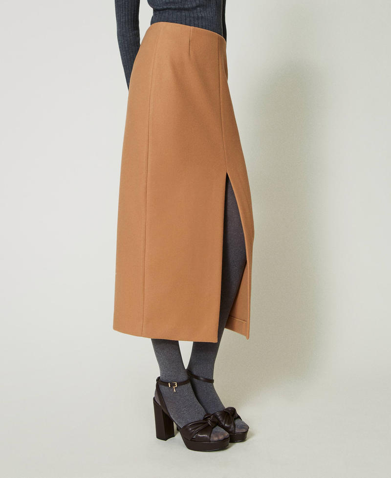 Wool cloth midi skirt "Cinnamon” Brown Woman 242AP2281_10778_02