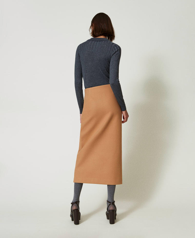 Wool cloth midi skirt "Cinnamon” Brown Woman 242AP2281_10778_03