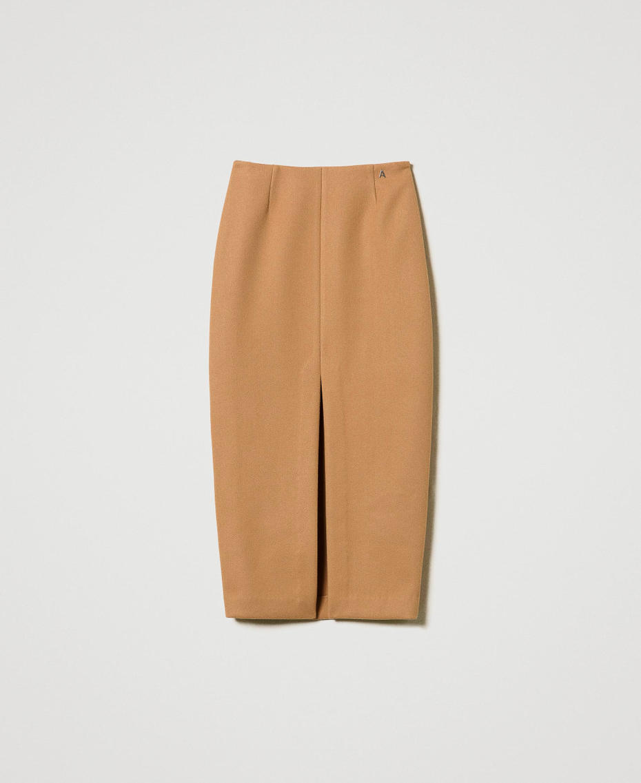 Wool cloth midi skirt "Cinnamon” Brown Woman 242AP2281_10778_S0