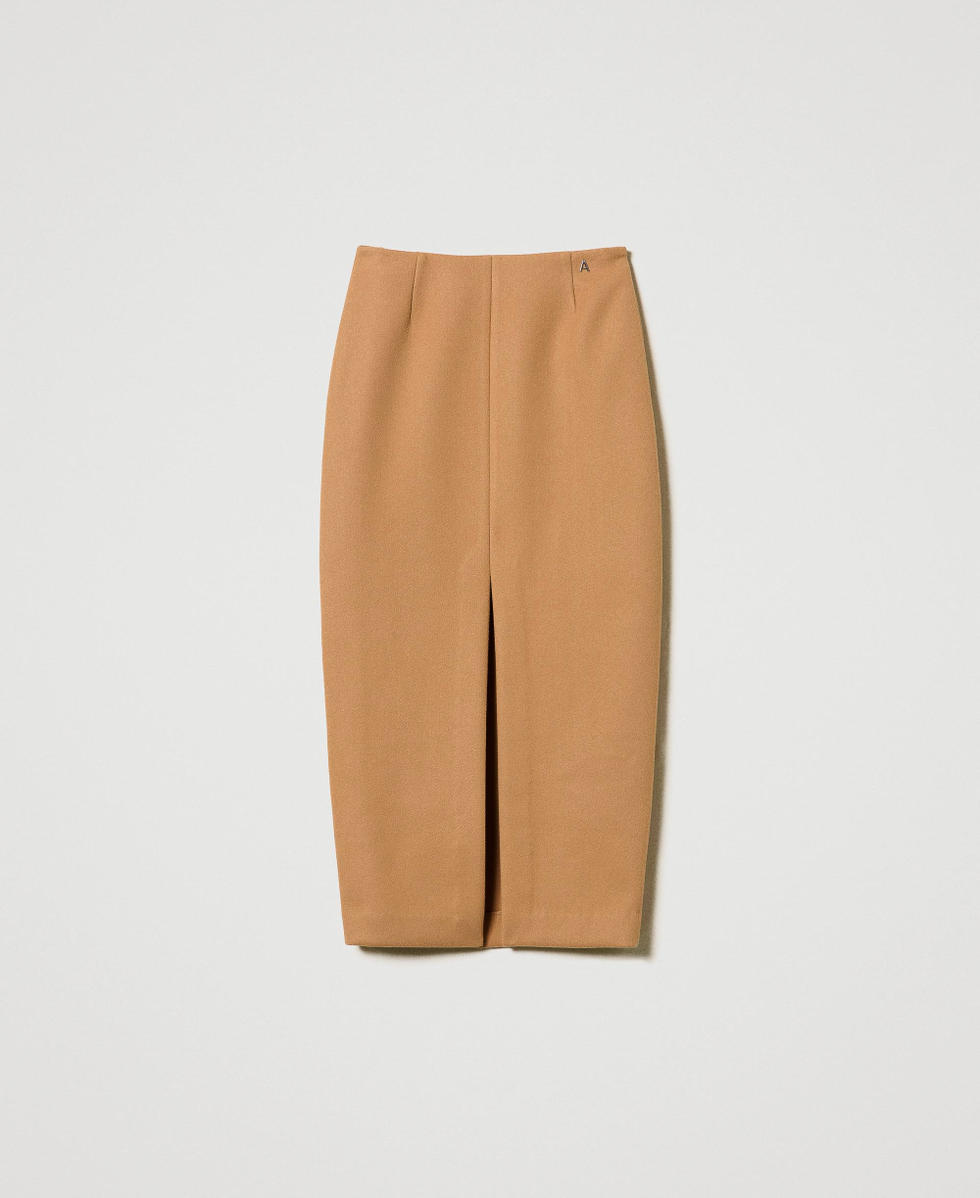 Wool cloth midi skirt "Cinnamon&rdquo; Brown Woman 242AP2281_10778_S0