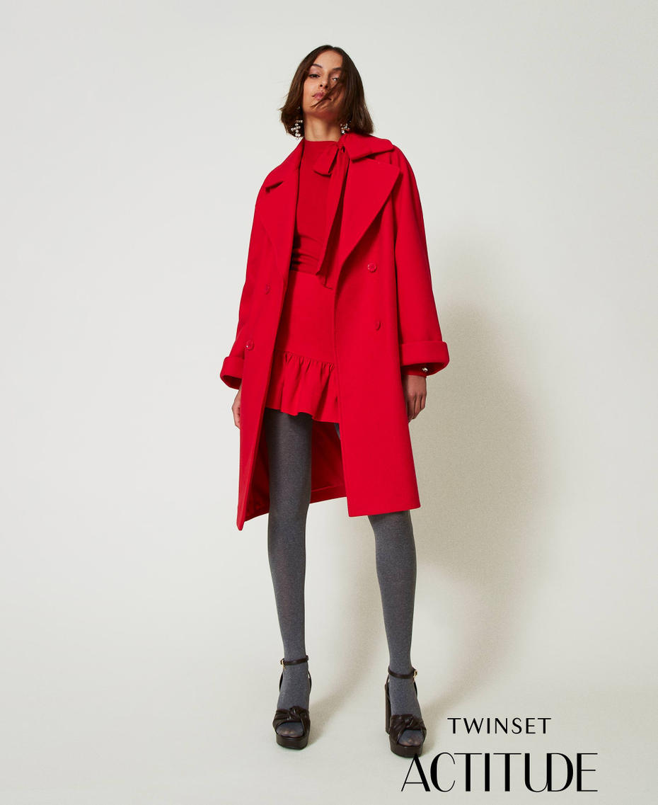 Double-breasted wool cloth coat Fiery Red Woman 242AP2282_11720_01