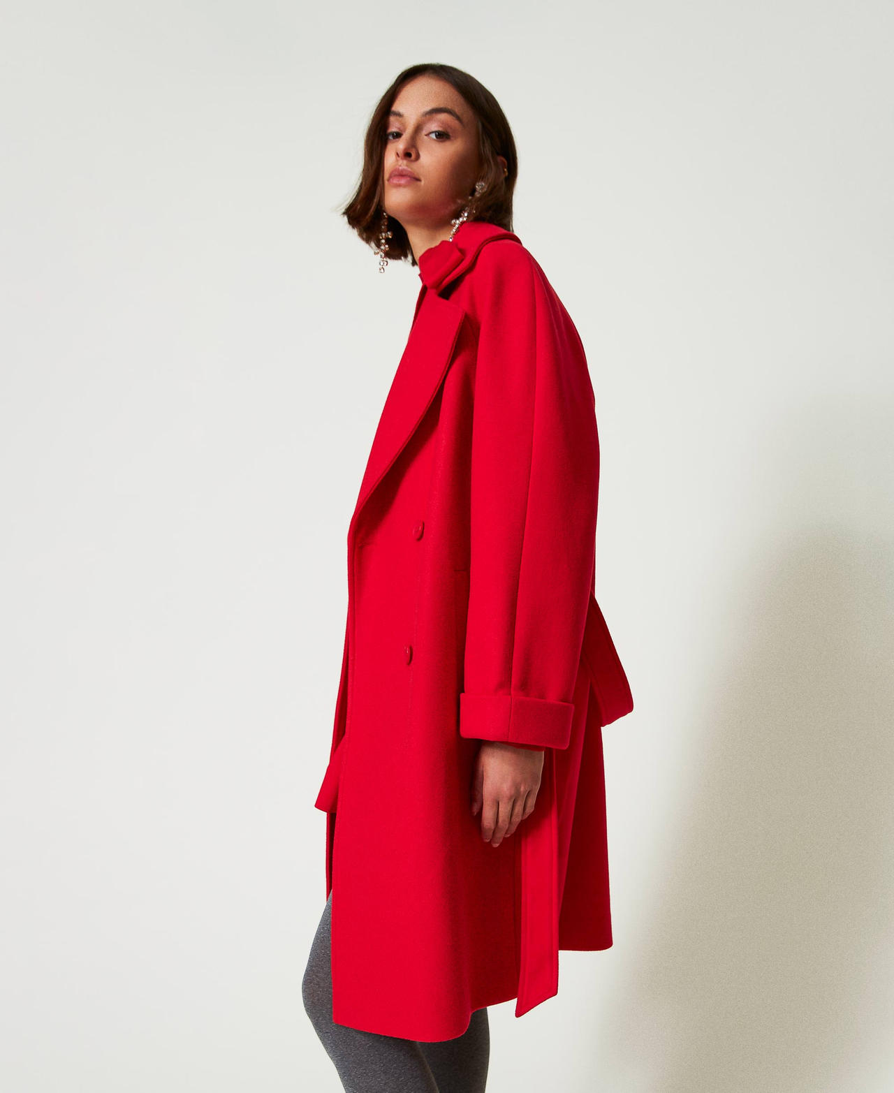 Double-breasted wool cloth coat Fiery Red Woman 242AP2282_11720_02