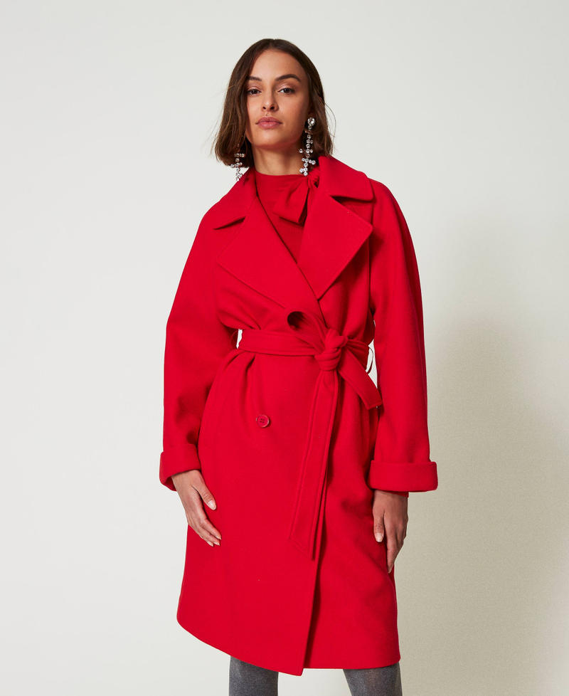 Double-breasted wool cloth coat Fiery Red Woman 242AP2282_11720_03