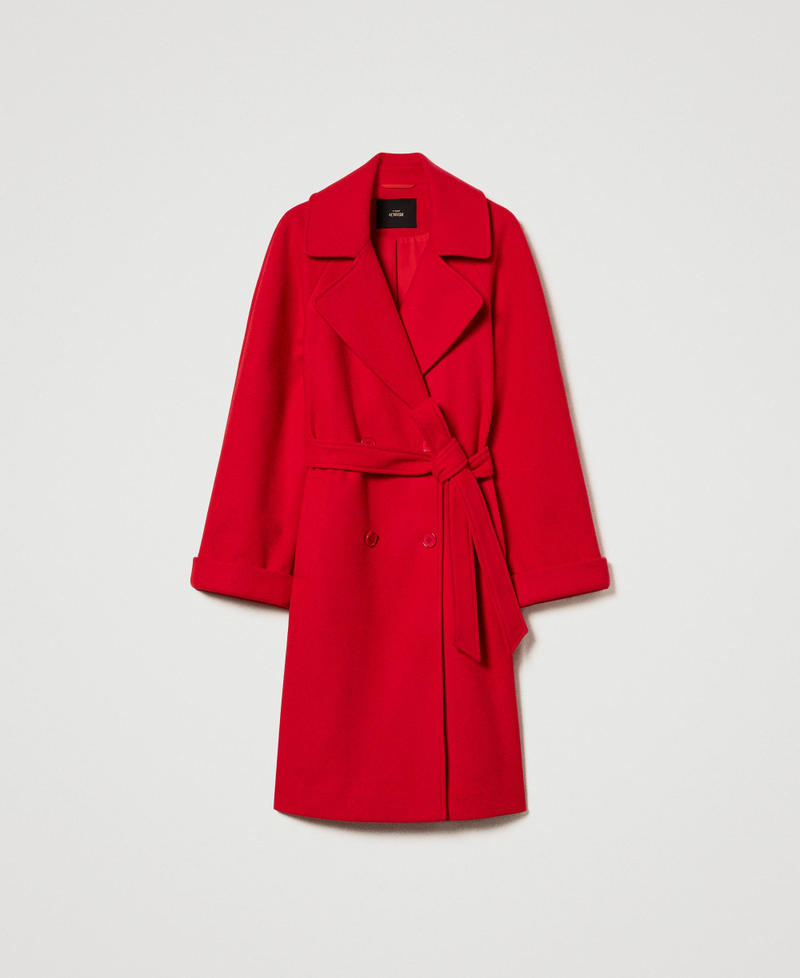 Double-breasted wool cloth coat