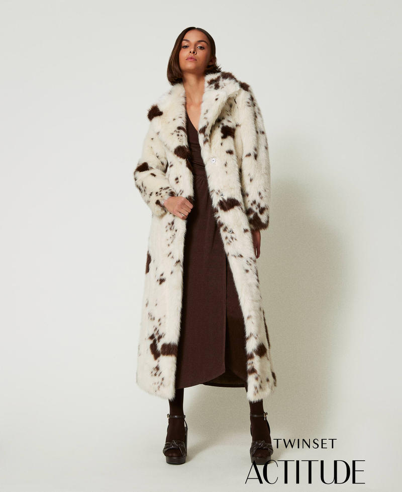 Long faux fur coat White / Molè Cow Woman 242AP2290_11797_01