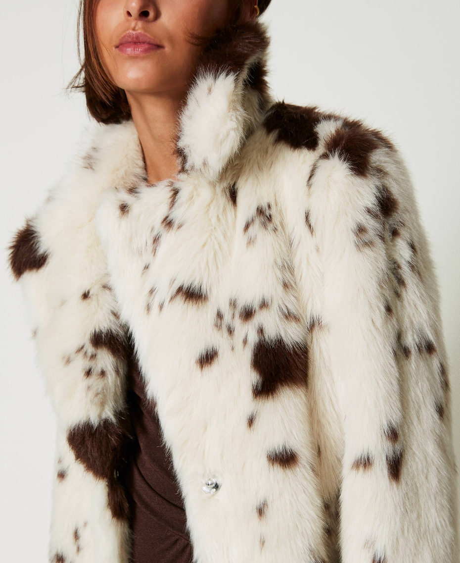 Long faux fur coat White / Molè Cow Woman 242AP2290_11797_04