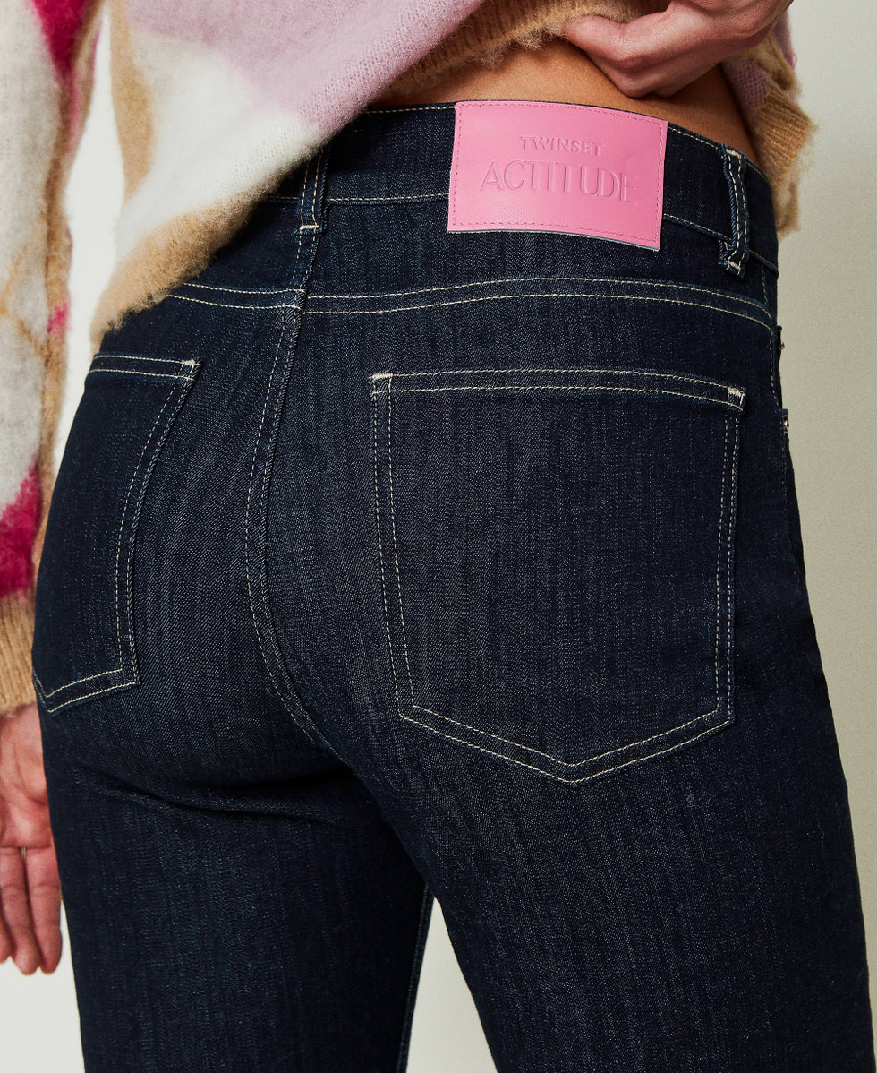 Five-pocket flared jeans Woman, Blue | TWINSET Milano