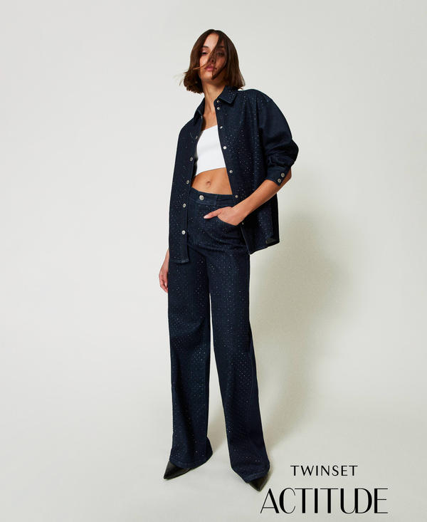 Camicia in jeans con strass